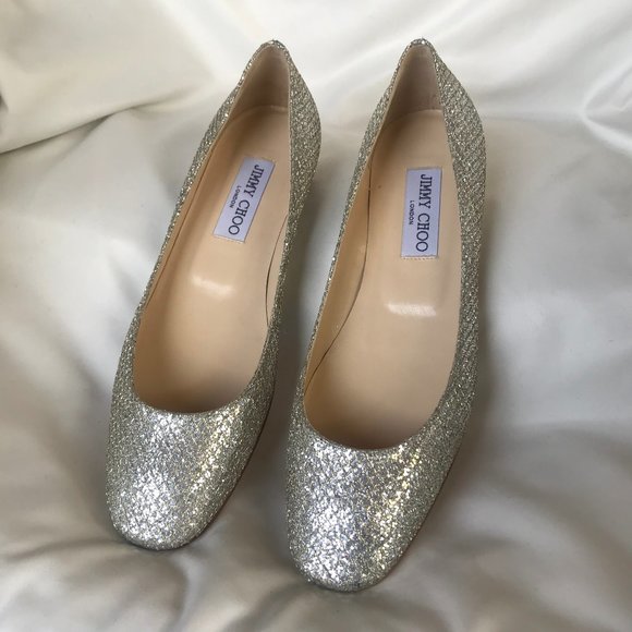 Jimmy Choo Shoes - JIMMY CHOO silver glitter finlay flats